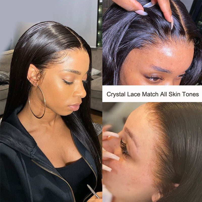 Upgrade 13x4 Crystal Hd Lace Front Human Hair Wigs Straight Hair HD Invisible Lace Wigs