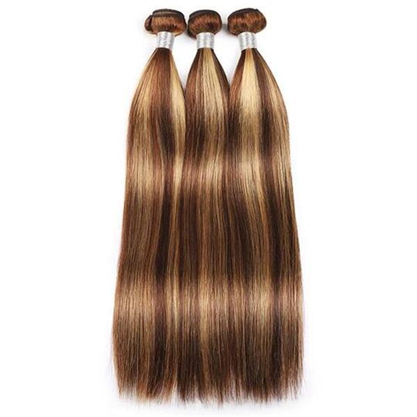 P4/27 Highlight Human Hair 3Bundles With Transaprent Lace Frontal 30 inch Hair Bundles With Frontal Preplucked With Baby Hair