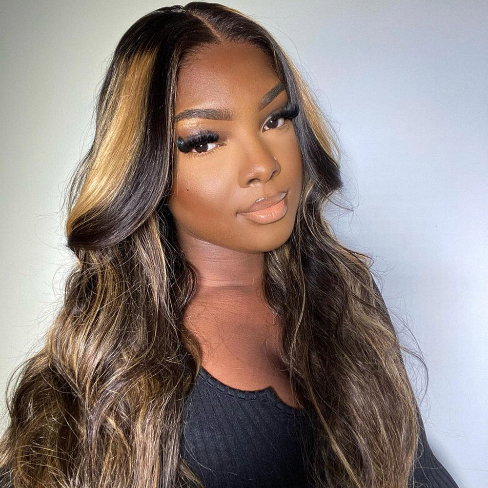20inch-28inch Upgrade 210% Density Balayage Highlight Hair 13x4 Transparent Lace Front Human Hair Wigs