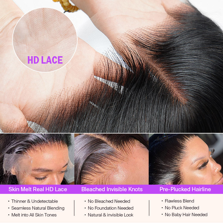Yaki Straight 13x4 Crystal Lace Frontal Wigs Upgrade HD lace Pre Plucked Natural Hairline