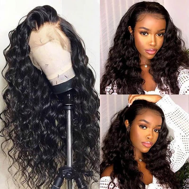 Undetectable Transparent 13X6 Lace Front Wigs Deep Wave Curly Wigs Black Wigs