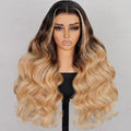 Pre Cut 6x5 Lace Closure Body Wave 13x4 HD Lace Human Hair Wigs Blonde Highlight #T1B/4/27 Three Tone Color Wig