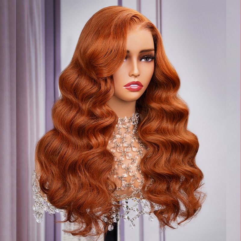 Megalook 6x5 Wear Go #30 Copper Ginger Loose Body Wave  Light Auburn 3D DOME Cap Wear Go C Part Glueless Mini Knots Pre-plucked Hair Pre-cut Lace Wig