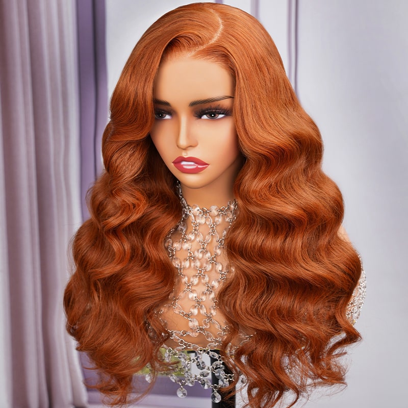 Megalook 6x5 Wear Go #30 Copper Ginger Loose Body Wave  Light Auburn 3D DOME Cap Wear Go C Part Glueless Mini Knots Pre-plucked Hair Pre-cut Lace Wig