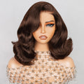 {Super Sale} Megalook Limited Design #4 Chocolate Brown Pre Cut Glueless 5x6 Lace Closure Bob Wig