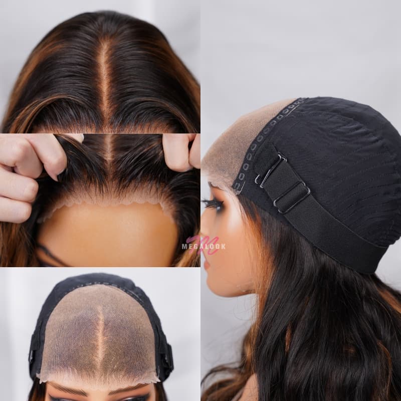 Pre Cut Lace | Upgrade Breathable Airy Cap Bleach Knots Balayage 13X4/6X5 Body Wave/Straight HD Lace Frontal Pre-plucked Easy Wear And Go Wig