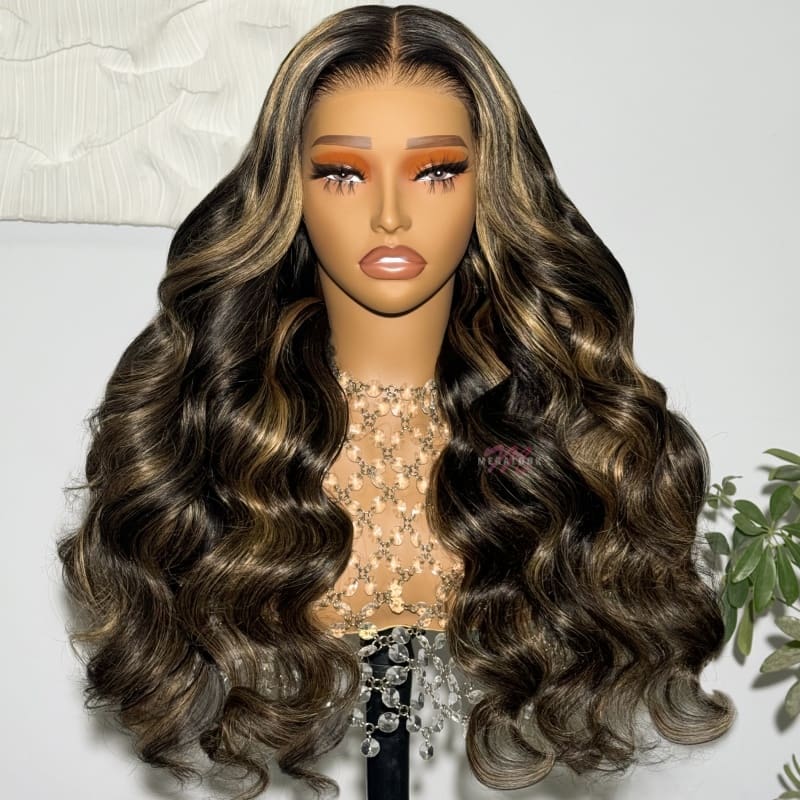 Pre Cut Lace | Upgrade Breathable Airy Cap Bleach Knots Balayage 13X4/6X5 Body Wave/Straight HD Lace Frontal Pre-plucked Easy Wear And Go Wig
