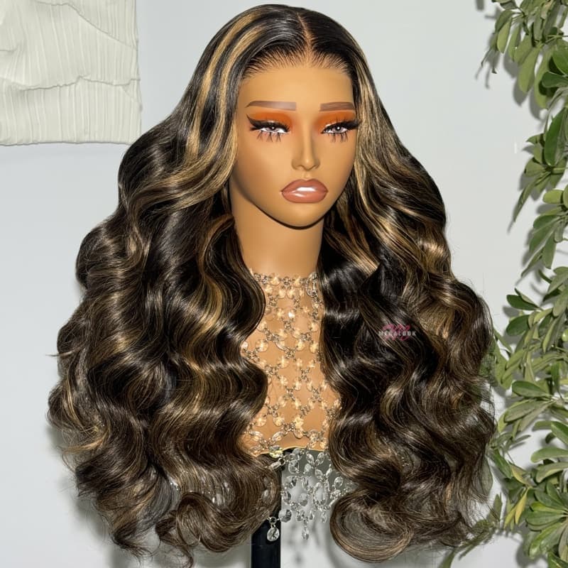 Pre Cut Lace | Upgrade Breathable Airy Cap Bleach Knots Balayage 13X4/6X5 Body Wave/Straight HD Lace Frontal Pre-plucked Easy Wear And Go Wig