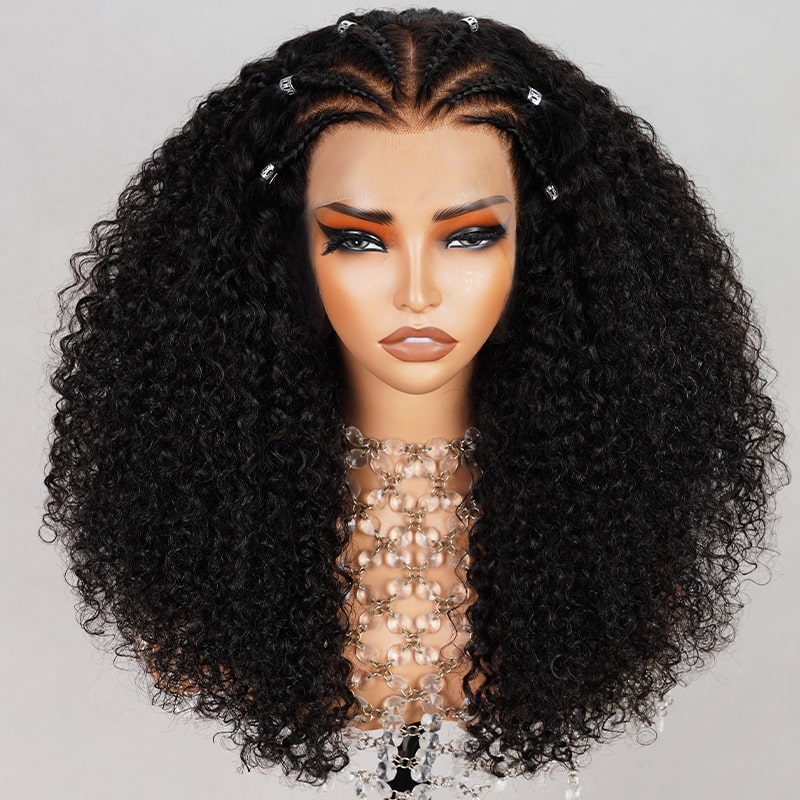 Megalook Braiding Human Hair 13×4 Lace Front Jerry Curly Pre-Bleached With Full Density