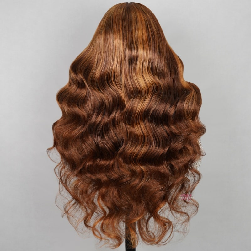 Megalook Dark Roots With #30 Highlight Loose Body Wave 13x4 HD Lace 3D DOME Cap Wear Go Glueless Pre-cut Lace Wig