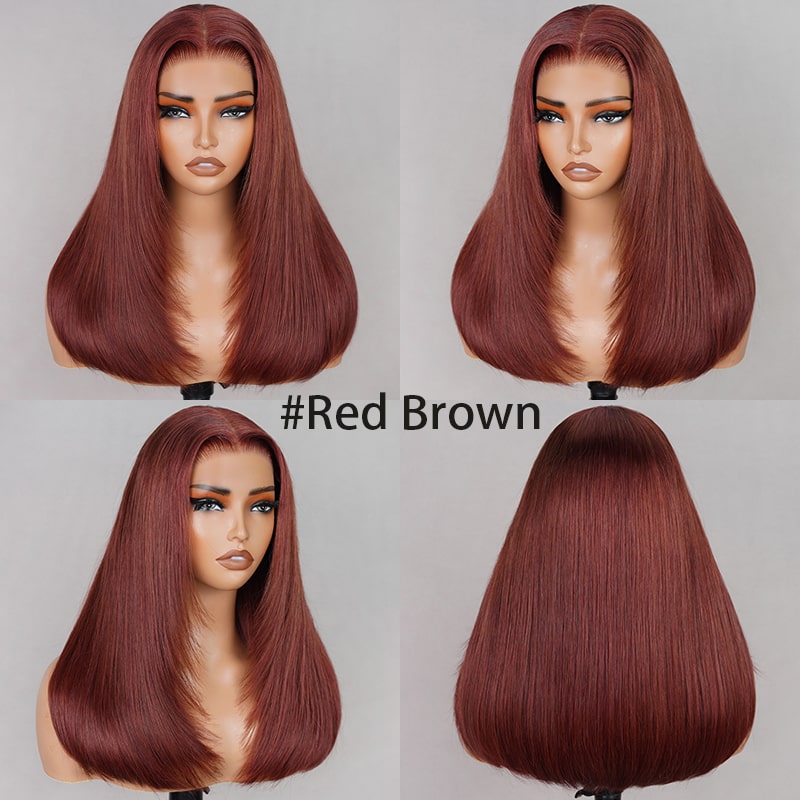 (Super Deal)Megalook Salon-Quality Red Brown Luxurious Glueless 6X5 HD Lace Wig Silky Straight Colored Double Drawn Wig