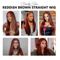New #33 Red Brown Auburn Color Straight Human Hair Wig HD Lace 5x5/13x4 Lace Frontal Wigs