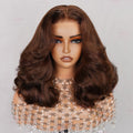 {Super Sale} Megalook Limited Design #4 Chocolate Brown Pre Cut Glueless 5x6 Lace Closure Bob Wig