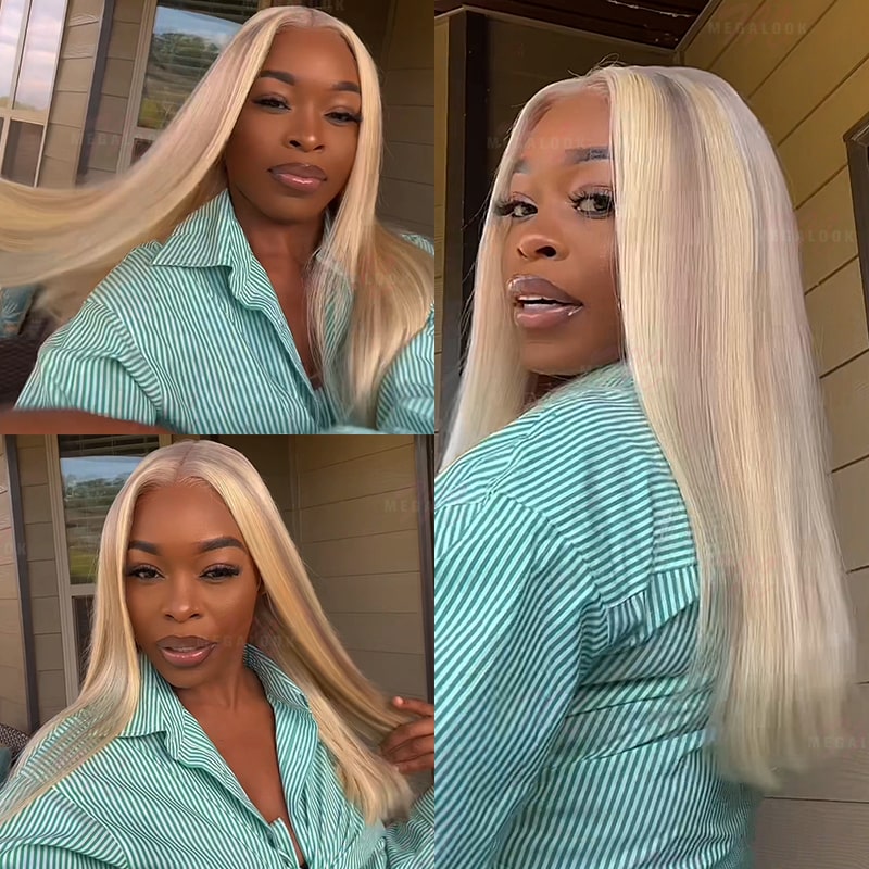 (Super Deal)Megalook Salon-Quality  Hot Selling Luxurious Glueless 6X5 HD Lace Wig Silky Straight P10/613 Blonde P18/613 Colored Wear And Go Wig