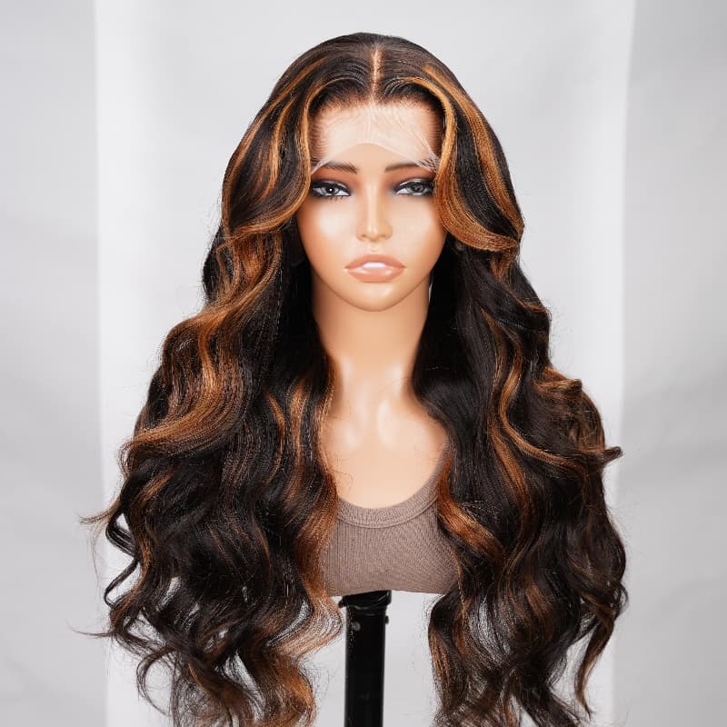 210% Density New Balayage Highlight Honey P1B/30 Colored Wigs 13x4 Lace Front Wig Transparent Lace Virgin Human Hair Wigs