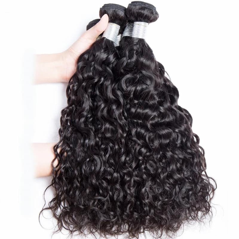 Megalook 10A Water Wave Virgin Hair Natural Black /#4 Chocolate Brown 3 Bundles Brazilian Human Hair Extension 10-30 inches