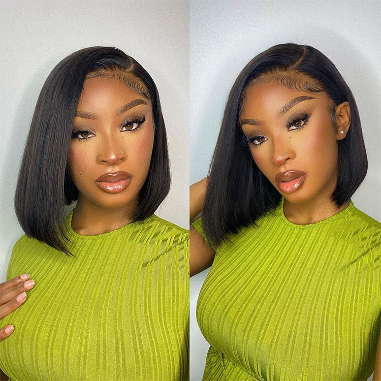 {Super Sale} Upgrade Pre Cut Straight Bob 6X5/13x4 HD Lace Glueless Wear Go Closure Wig With Pre-plucked Edges