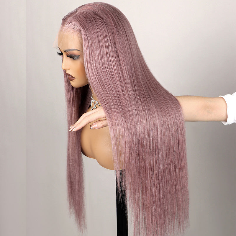 Megalook Ash Purple 6x5 Pre-Cut Glueless & 13x4 Lace Front Wigs Rose Gold Hair Color Frontal Wigs Human Hair