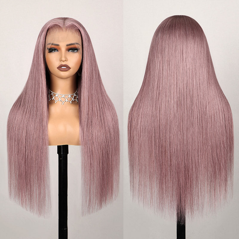 Megalook Ash Purple 6x5 Pre-Cut Glueless & 13x4 Lace Front Wigs Rose Gold Hair Color Frontal Wigs Human Hair