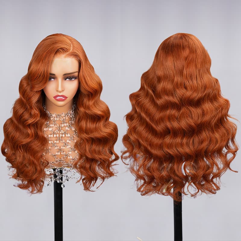 Megalook 6x5 Wear Go #30 Copper Ginger Loose Body Wave  Light Auburn 3D DOME Cap Wear Go C Part Glueless Mini Knots Pre-plucked Hair Pre-cut Lace Wig