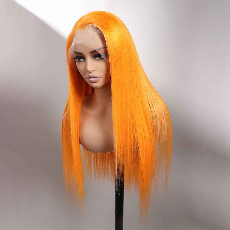 210% Density New Gradient Long Straight Hair Highlights 613 With Ginger Orange Colored Wigs