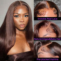 (Super Sale) Megalook 13x4 5x5 6x5 Pre Cut Transparent Chocolate Lace Closure Wigs #4 Dark Brown Color Human Hair Wigs