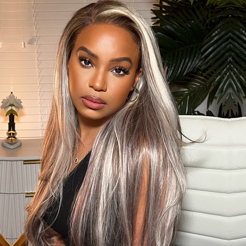 Megalook Hottest Long Highlight #P18/613 Blonde Straight /Body Wave Human Hair Wigs Blonde Hair With Highlights