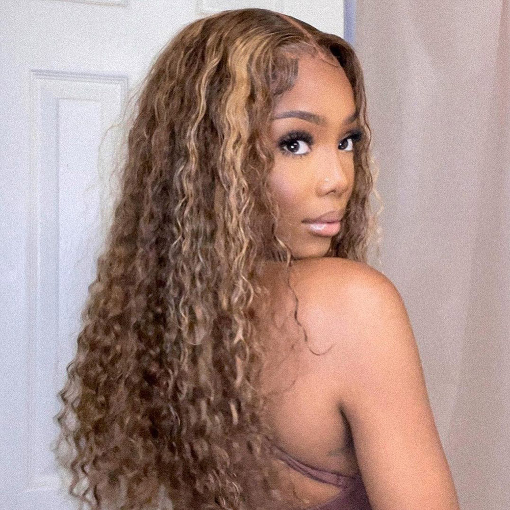 20inch-28inch Upgrade 210% Density Balayage Highlight Hair 13x4 Transparent Lace Front Human Hair Wigs