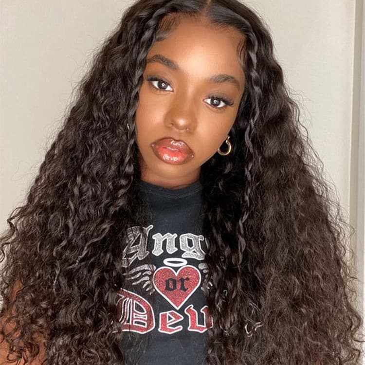 Undetectable Transparent 13X6 Lace Front Wigs Deep Wave Curly Wigs Black Wigs