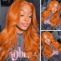 Ginger Orange 13x4 Lace frontal Wigs Ginger Human Hair Wigs 16-32inch 180% Density