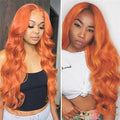 Ginger Orange 13x4 Lace frontal Wigs Ginger Human Hair Wigs 16-32inch 180% Density