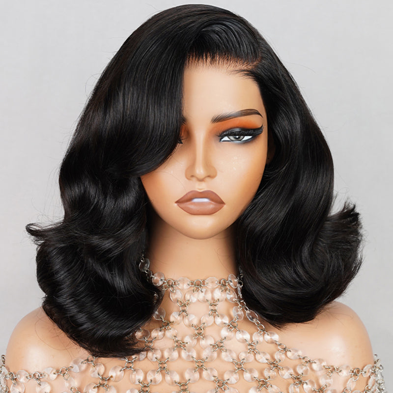 {Super Sale} Megalook Limited Design #4 Chocolate Brown Pre Cut Glueless 5x6 Lace Closure Bob Wig