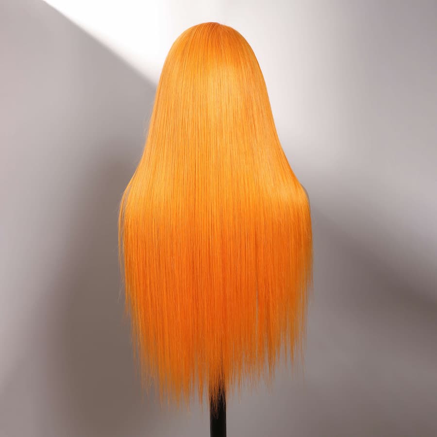 210% Density New Gradient Long Straight Hair Highlights 613 With Ginger Orange Colored Wigs