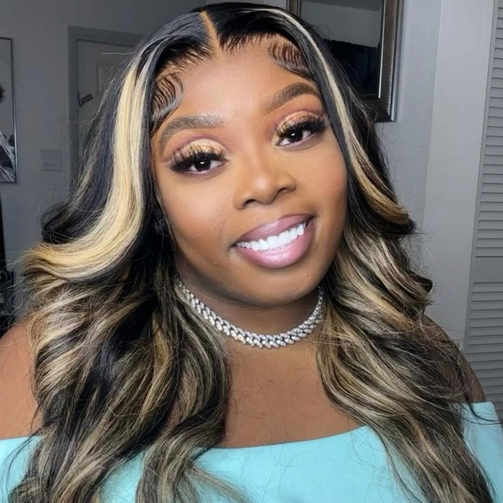 20inch-28inch Upgrade 210% Density Balayage Highlight Hair 13x4 Transparent Lace Front Human Hair Wigs