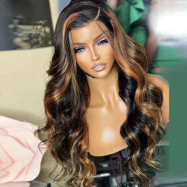 210% Density New Balayage Highlight Honey P1B/30 Colored Wigs 13x4 Lace Front Wig Transparent Lace Virgin Human Hair Wigs