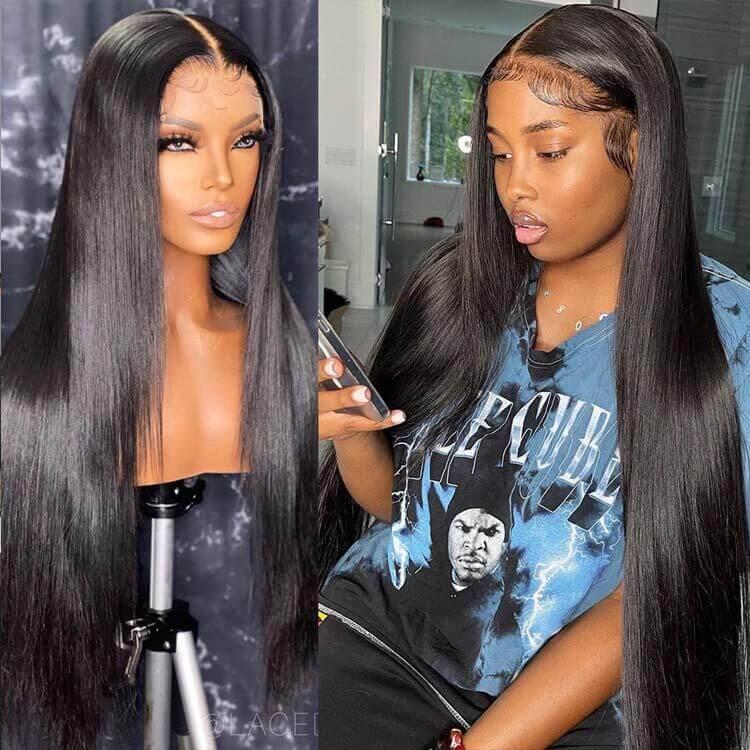 Glueless Human Hair Wigs 5x5 HD Lace Closure Wigs Already Bleached Knots With Baby Hair