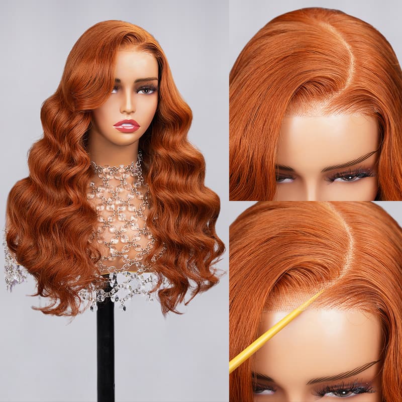 Megalook 6x5 Wear Go #30 Copper Ginger Loose Body Wave  Light Auburn 3D DOME Cap Wear Go C Part Glueless Mini Knots Pre-plucked Hair Pre-cut Lace Wig
