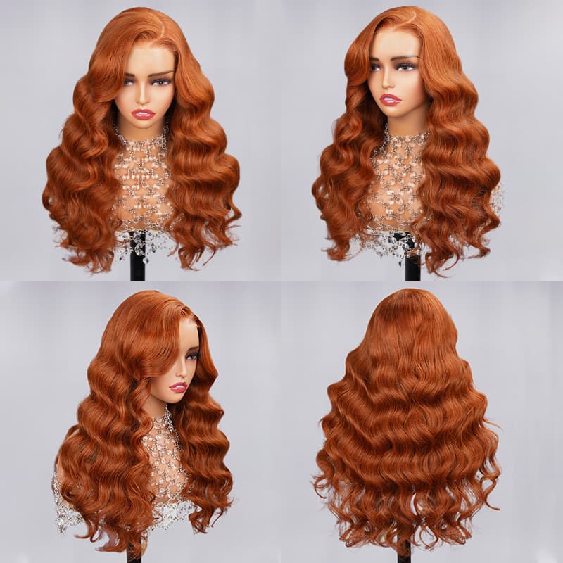 Megalook 6x5 Wear Go #30 Copper Ginger Loose Body Wave  Light Auburn 3D DOME Cap Wear Go C Part Glueless Mini Knots Pre-plucked Hair Pre-cut Lace Wig