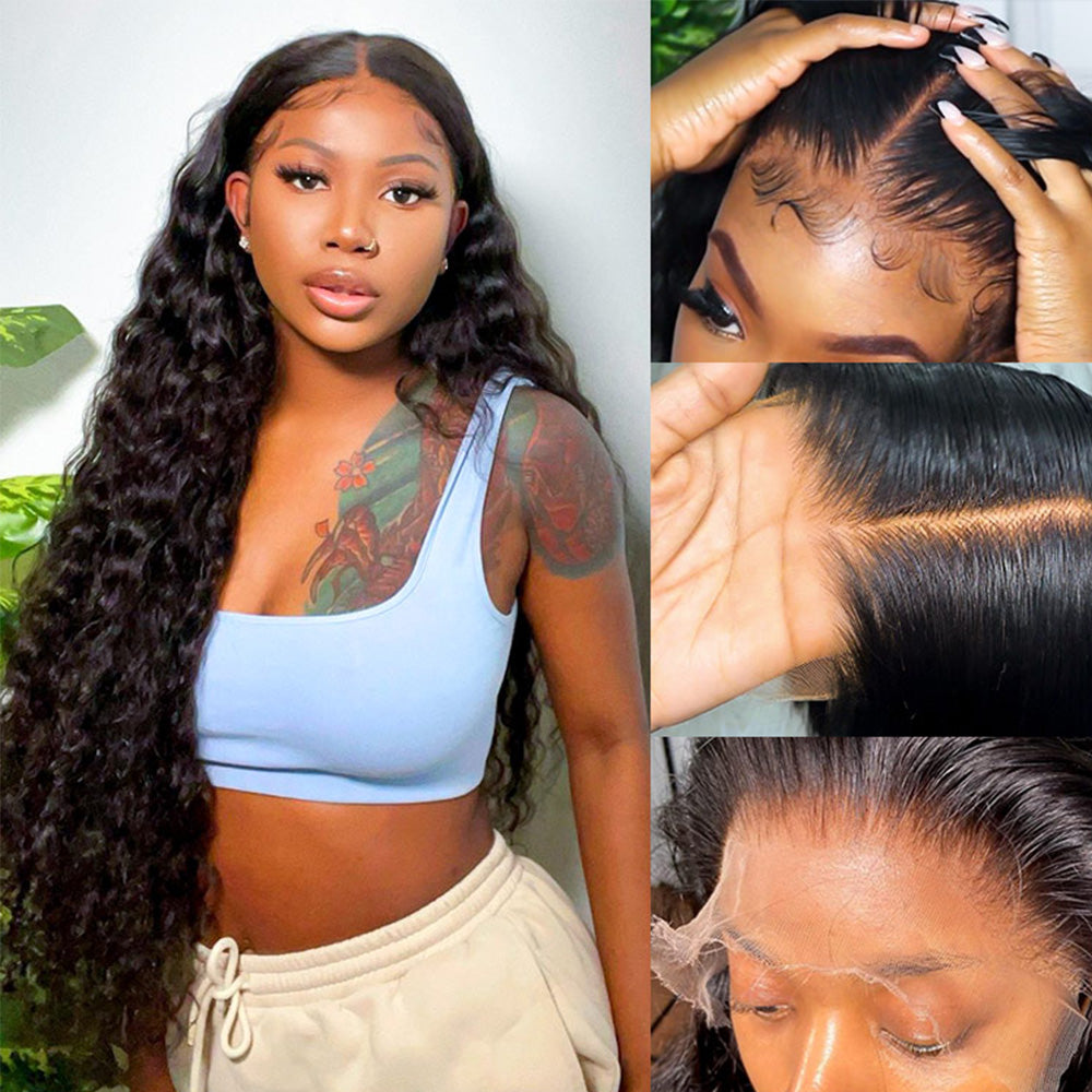 13x6 Transparent Lace Front Wig Loose Deep Wave Transaprent Lace Pre Plucked Human Hair Wig