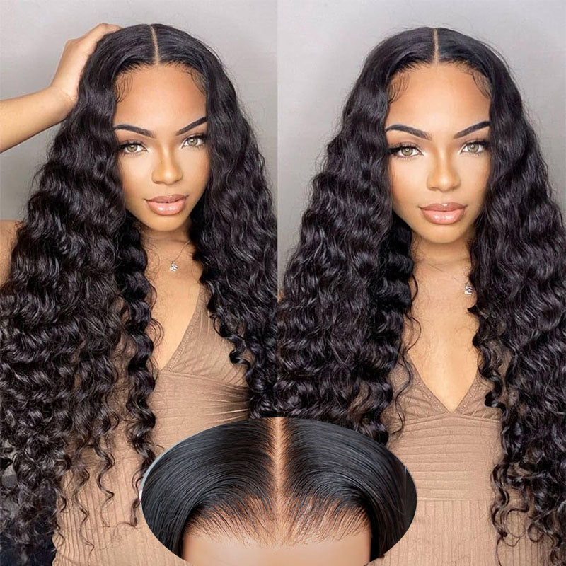 Pre Cut Lace | Glueless Lace Wigs Pre Plucked Closure Wig with Natural Hairline Loose Deep Curly Human Hair Wear And Go Wig