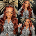 New #33 Red Brown Auburn Color Straight Human Hair Wig HD Lace 5x5/13x4 Lace Frontal Wigs