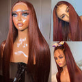 New #33 Red Brown Auburn Color Straight Human Hair Wig HD Lace 5x5/13x4 Lace Frontal Wigs