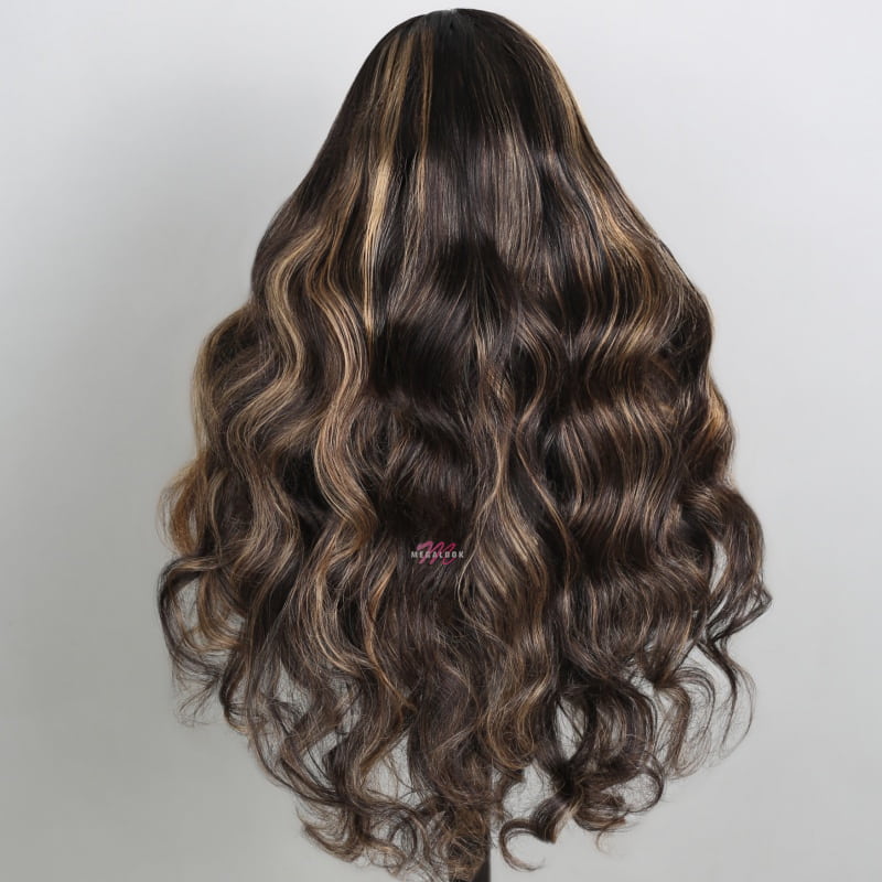 16-32inch Balayage Highlight Hair 13x4 Transparent Lace Front Human Hair Wigs Pre Plucked Honey Blonde Brown Wigs With Baby Hair