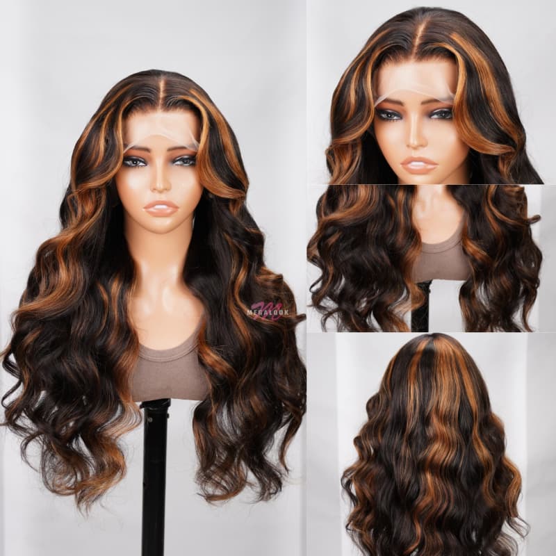 210% Density New Balayage Highlight Honey P1B/30 Colored Wigs 13x4 Lace Front Wig Transparent Lace Virgin Human Hair Wigs