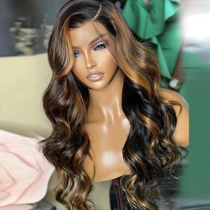 210% Density New Balayage Highlight Honey P1B/30 Colored Wigs 13x4 Lace Front Wig Transparent Lace Virgin Human Hair Wigs
