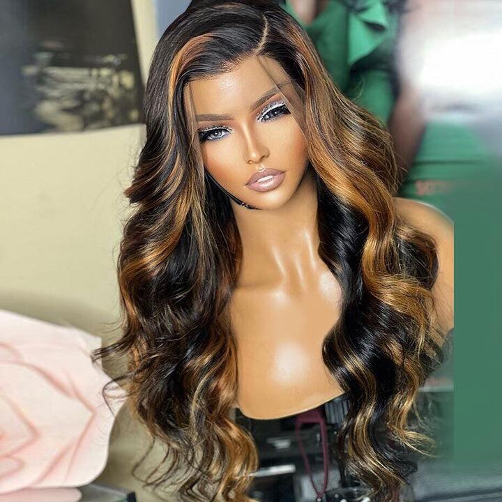 210% Density New Balayage Highlight Honey P1B/30 Colored Wigs 13x4 Lace Front Wig Transparent Lace Virgin Human Hair Wigs
