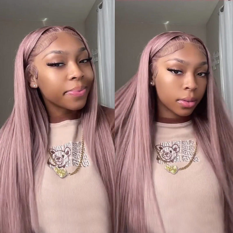 Megalook Ash Purple 6x5 Pre-Cut Glueless & 13x4 Lace Front Wigs Rose Gold Hair Color Frontal Wigs Human Hair