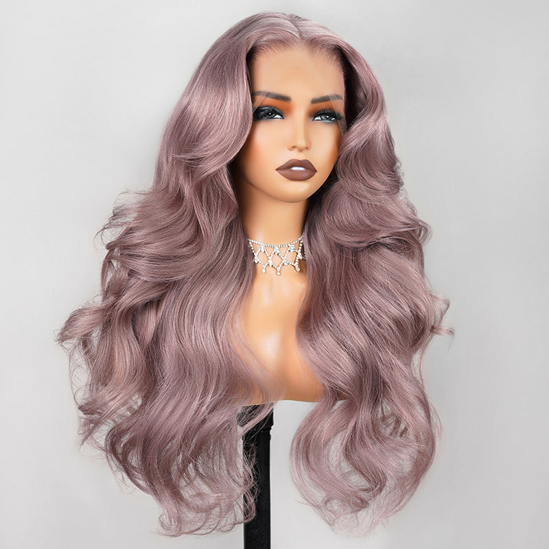 Megalook Ash Purple 6x5 Pre-Cut Glueless & 13x4 Lace Front Wigs Rose Gold Hair Color Frontal Wigs Human Hair