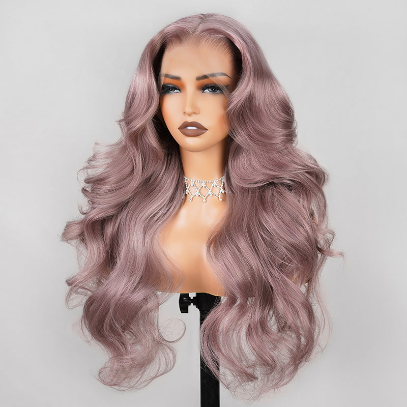 Megalook Ash Purple 6x5 Pre-Cut Glueless & 13x4 Lace Front Wigs Rose Gold Hair Color Frontal Wigs Human Hair