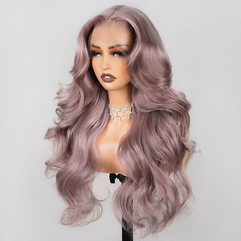 Megalook Ash Purple 6x5 Pre-Cut Glueless & 13x4 Lace Front Wigs Rose Gold Hair Color Frontal Wigs Human Hair